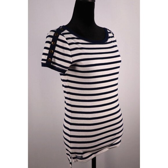 Lauren Ralph Lauren Women's Navy & White Striped T-Shirt Size Small - Picture 2 of 13